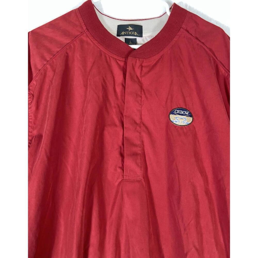 Antigua Golf Red Long SLV Windproof 1/4 ZIP Windbreaker Jacket L Oxbow CREEK